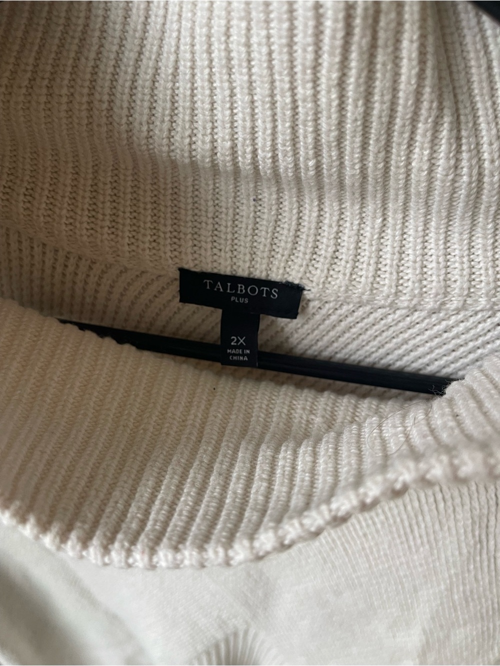 Talbots Ivory Ribbed Funnel-Neck Sweater - Picture 2 of 4